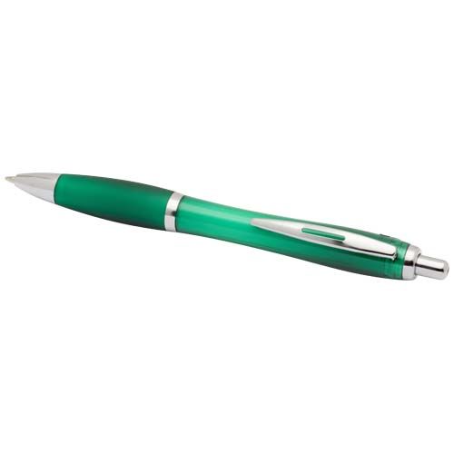 green Bolígrafo de plástico reciclado con certificado RCS y cuerpo y empuñadura de color (tinta azul)