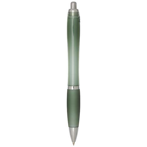 verde chiné Bolígrafo de plástico reciclado con certificado RCS y cuerpo y empuñadura de color (tinta azul)