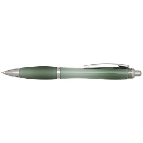 verde chiné Bolígrafo de plástico reciclado con certificado RCS y cuerpo y empuñadura de color (tinta azul)