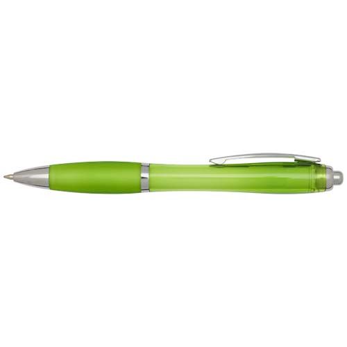 verde lima Bolígrafo de plástico reciclado con certificado RCS y cuerpo y empuñadura de color (tinta azul)