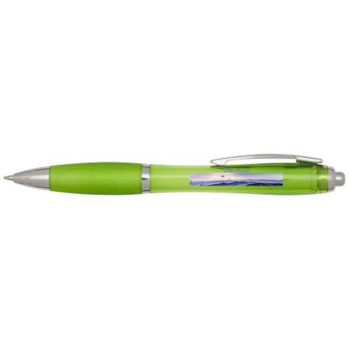 verde lima Bolígrafo de plástico reciclado con certificado RCS y cuerpo y empuñadura de color (tinta azul)