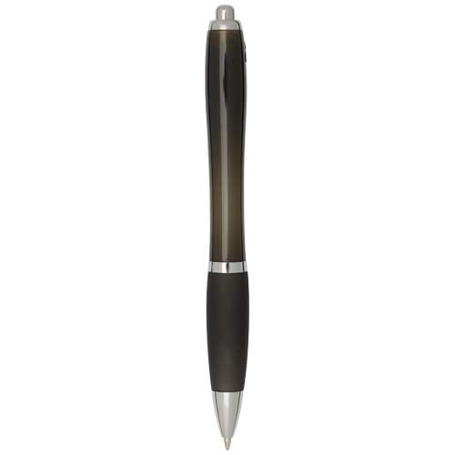 black Bolígrafo de plástico reciclado con certificado RCS y cuerpo y empuñadura de color (tinta azul)