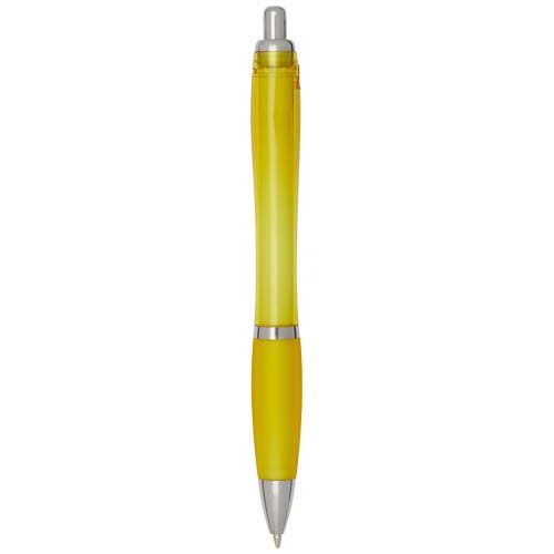 yellow Bolígrafo de plástico reciclado con certificado RCS y cuerpo y empuñadura de color (tinta negra)
