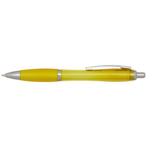 yellow Bolígrafo de plástico reciclado con certificado RCS y cuerpo y empuñadura de color (tinta negra)