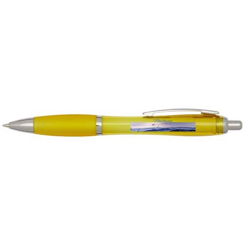 yellow Bolígrafo de plástico reciclado con certificado RCS y cuerpo y empuñadura de color (tinta negra)