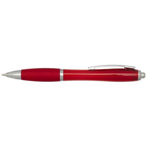 red Bolígrafo de plástico reciclado con certificado RCS y cuerpo y empuñadura de color (tinta negra)