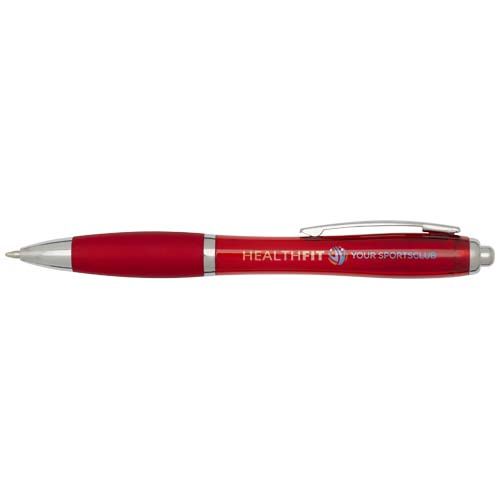 red Bolígrafo de plástico reciclado con certificado RCS y cuerpo y empuñadura de color (tinta negra)