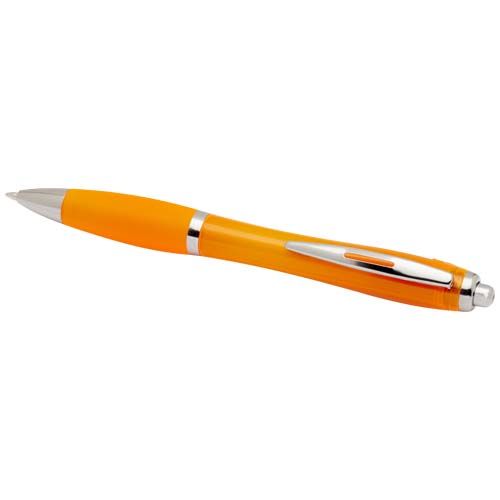 orange Bolígrafo de plástico reciclado con certificado RCS y cuerpo y empuñadura de color (tinta negra)