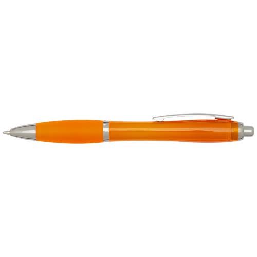 orange Bolígrafo de plástico reciclado con certificado RCS y cuerpo y empuñadura de color (tinta negra)