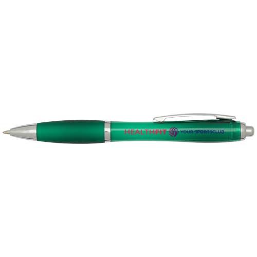 green Bolígrafo de plástico reciclado con certificado RCS y cuerpo y empuñadura de color (tinta negra)