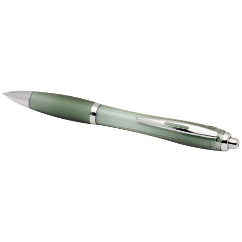 verde chiné Bolígrafo de plástico reciclado con certificado RCS y cuerpo y empuñadura de color (tinta negra)