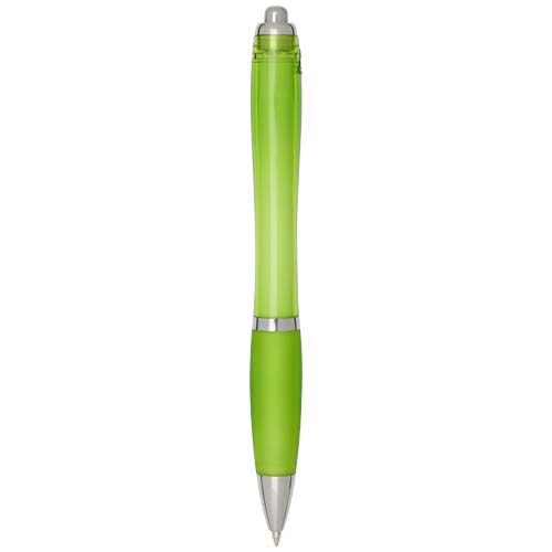 verde lima Bolígrafo de plástico reciclado con certificado RCS y cuerpo y empuñadura de color (tinta negra)