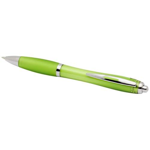 verde lima Bolígrafo de plástico reciclado con certificado RCS y cuerpo y empuñadura de color (tinta negra)