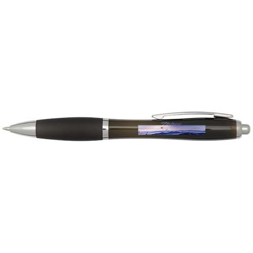 black Bolígrafo de plástico reciclado con certificado RCS y cuerpo y empuñadura de color (tinta negra)