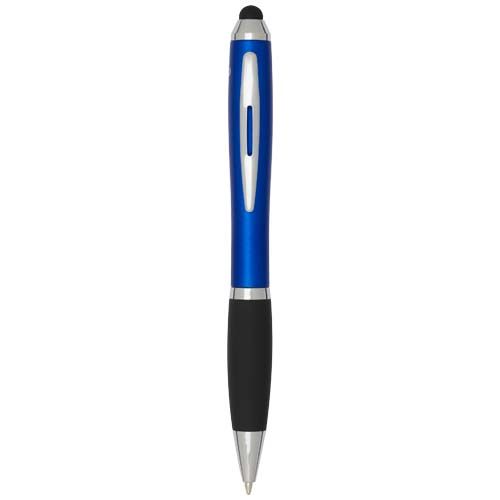 BOLÍGRAFO DE PLÁSTICO RECICLADO CON CERTIFICADO RCS, STYLUS, CUERPO DE COLOR Y EMPUÑADURA NEGRA (TINTA AZUL)