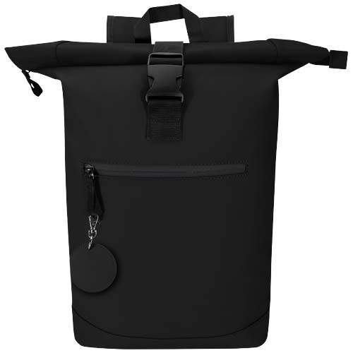 black Llavero redondo reciclado con certificado GRS