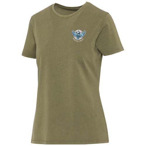 verde bosque Camiseta lavada de manga corta de 160 g/m2 para mujer
