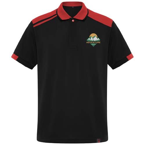 negro/rojo Polo de manga corta antibacteriano unisex de 160 g/m2 Samurai