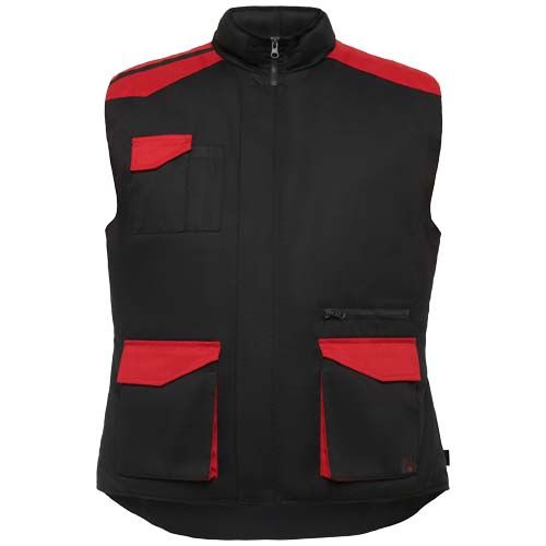 negro/rojo Chaleco de trabajo multi bolsillos bolsillos