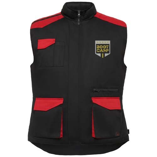 negro/rojo Chaleco de trabajo multi bolsillos bolsillos
