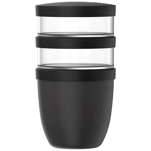 black Fiambrera con aislamiento con 3 piezas de 500 ml + 2 × 200 ml