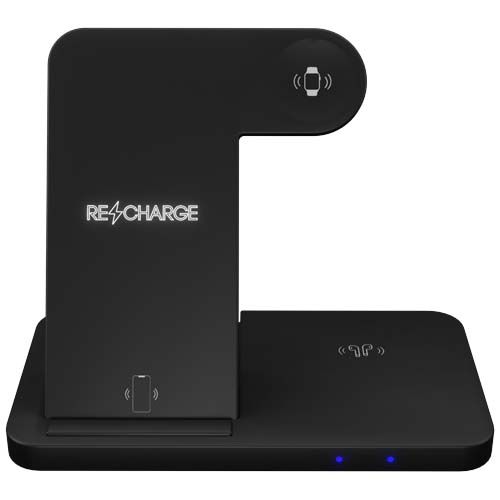 black Base de carga inalámbrica 3 en 1 con soporte para teléfono