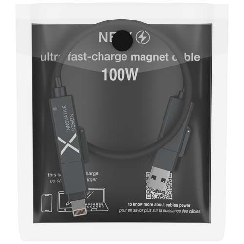 black Cable de carga de silicona magnético de 100 W