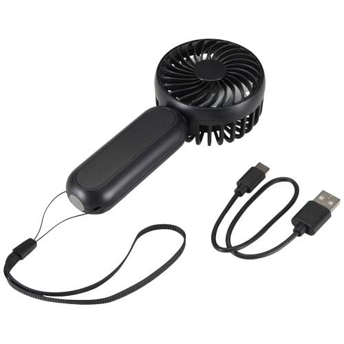 black Ventilador portátil de plástico reciclado