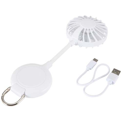 white Ventilador portátil magnético de plástico reciclado