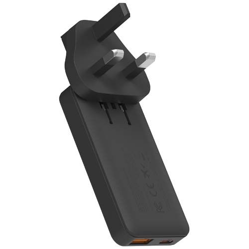 black Cargador de viaje de carga rápida de 65 W con cable y estuche