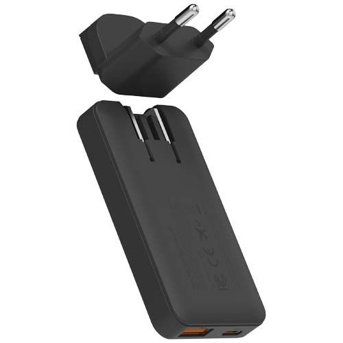 black Cargador de viaje de carga rápida de 65 W con cable y estuche