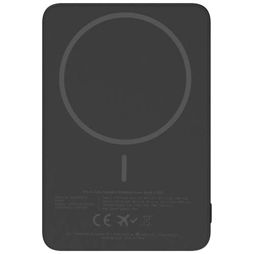black Batería externa inalámbrica de 15 W y 5000 mAh
