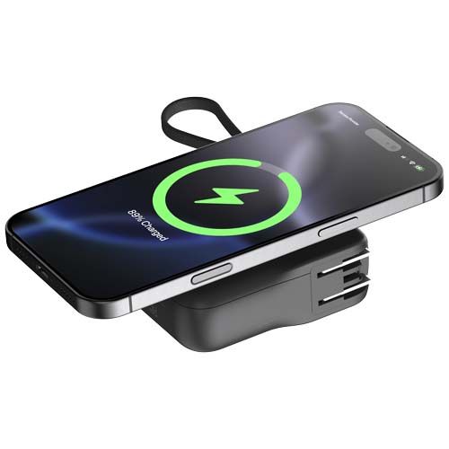 black Cargador de viaje 3 en 1 de 30 W y 10 000 mAh
