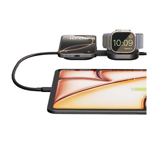 black Cable de carga USB-C 3 en 1 de 140 W