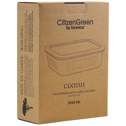transparente Fiambrera Citizen Green Purlunch de 1000 ml de vidrio de borosilicato