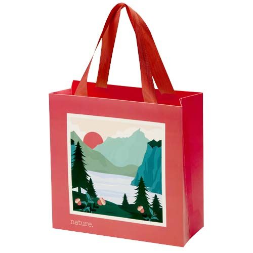 Bolsa de papel Smartfold de 210 g/m² con asas de cinta y laminado brillante - 24 x 10 x 24 cm