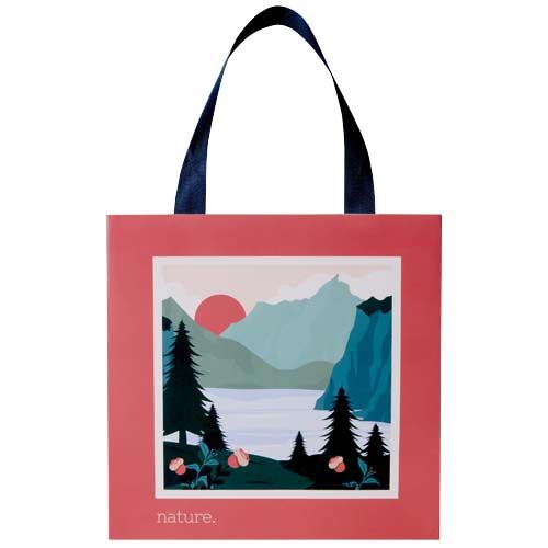 Bolsa de papel Smartfold de 210 g/m² con asas de cinta y laminado brillante - 24 x 10 x 24 cm
