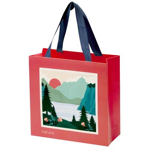 Bolsa de papel Smartfold de 210 g/m² con asas de cinta y laminado brillante - 24 x 10 x 24 cm