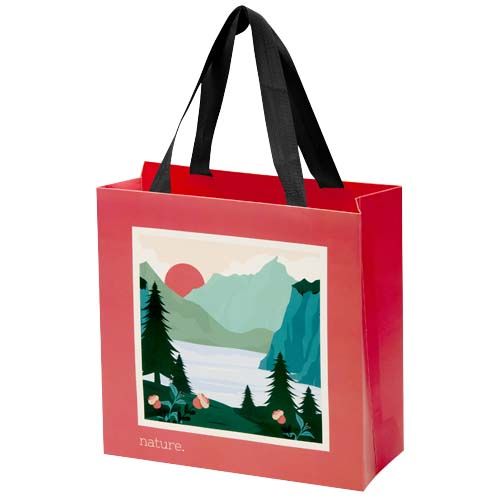Bolsa de papel Smartfold de 210 g/m² con asas de cinta y laminado brillante - 24 x 10 x 24 cm