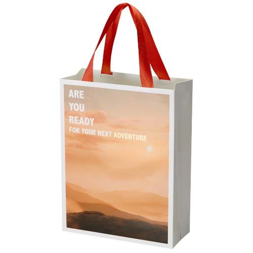 Bolsa de papel Smartfold de 210 g/m² con asas de cinta y laminado brillante - 24 x 10 x 32 cm