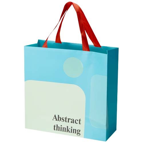 Bolsa de papel Smartfold de 210 g/m² con asas de cinta y laminado brillante - 31 x 12 x 31 cm