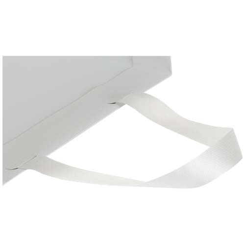 white Bolsa de papel Smartfold de 210 g/m² con asas de cinta y laminado brillante - 31 x 12 x 39 cm