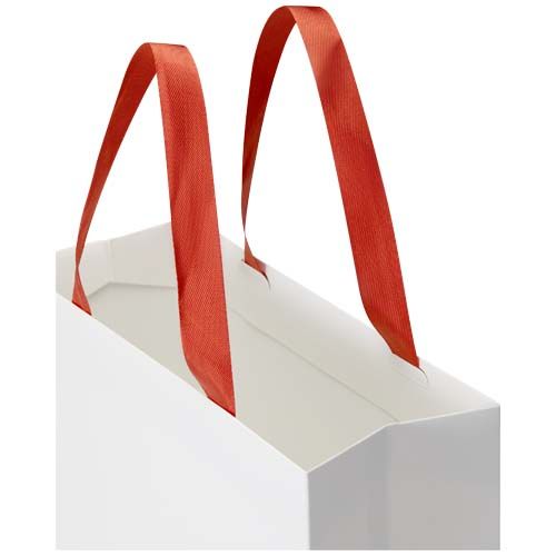 red Bolsa de papel Smartfold de 210 g/m² con asas de cinta y laminado brillante - 31 x 12 x 39 cm