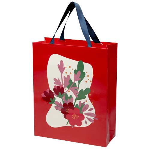 blue Bolsa de papel Smartfold de 210 g/m² con asas de cinta y laminado brillante - 31 x 12 x 39 cm