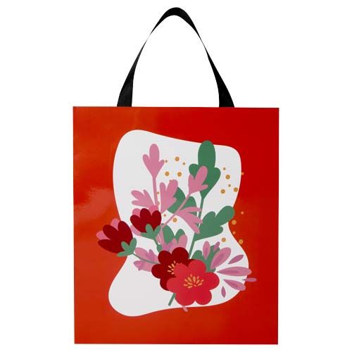 black Bolsa de papel Smartfold de 210 g/m² con asas de cinta y laminado brillante - 31 x 12 x 39 cm