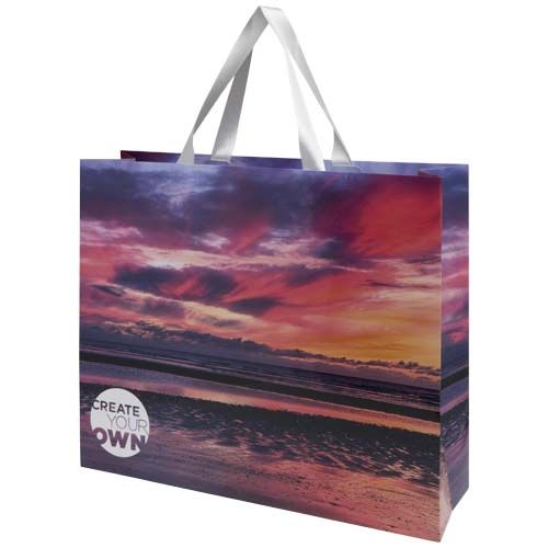 Bolsa de papel Smartfold de 210 g/m² con asas de cinta y laminado brillante - 42 x 12 x 35 cm