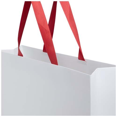 Bolsa de papel Smartfold de 210 g/m² con asas de cinta y laminado brillante - 42 x 12 x 35 cm