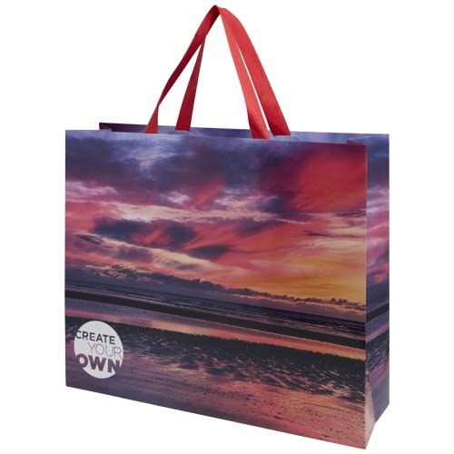Bolsa de papel Smartfold de 210 g/m² con asas de cinta y laminado brillante - 42 x 12 x 35 cm