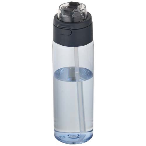Botella de agua Theron de 700 ml de plástico reciclado RCS con tapa de doble función y pajita abatible
