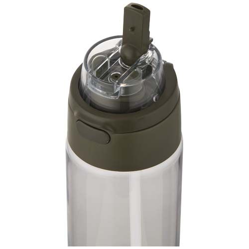 Botella de agua Theron de 700 ml de plástico reciclado RCS con tapa de doble función y pajita abatible
